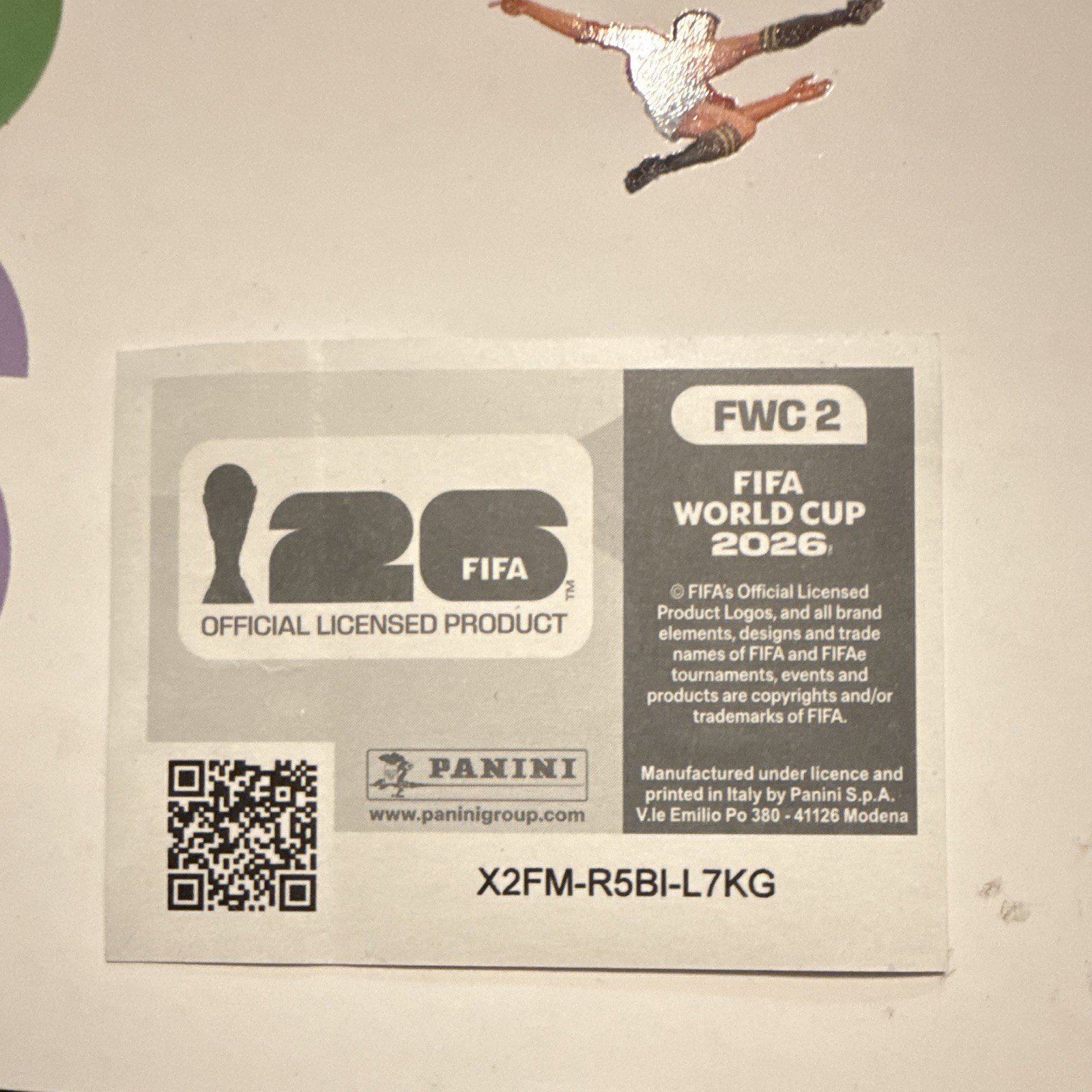 Panini FIFA World Cup 2026 Logo Hologram Sports Sticker Non-Stuck