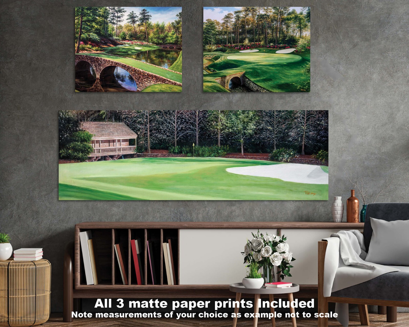 Augusta National Golf Holes 11 12 13 Amen Corner 3 Prints Masters Azalea Pan4