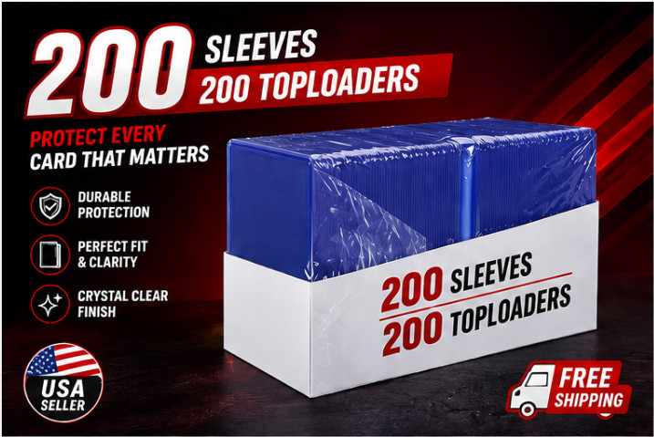 100/200/500/1000/2000CT 3″x4″ toploaders w/ sleeves Fits Pokemon, Magic, Sports