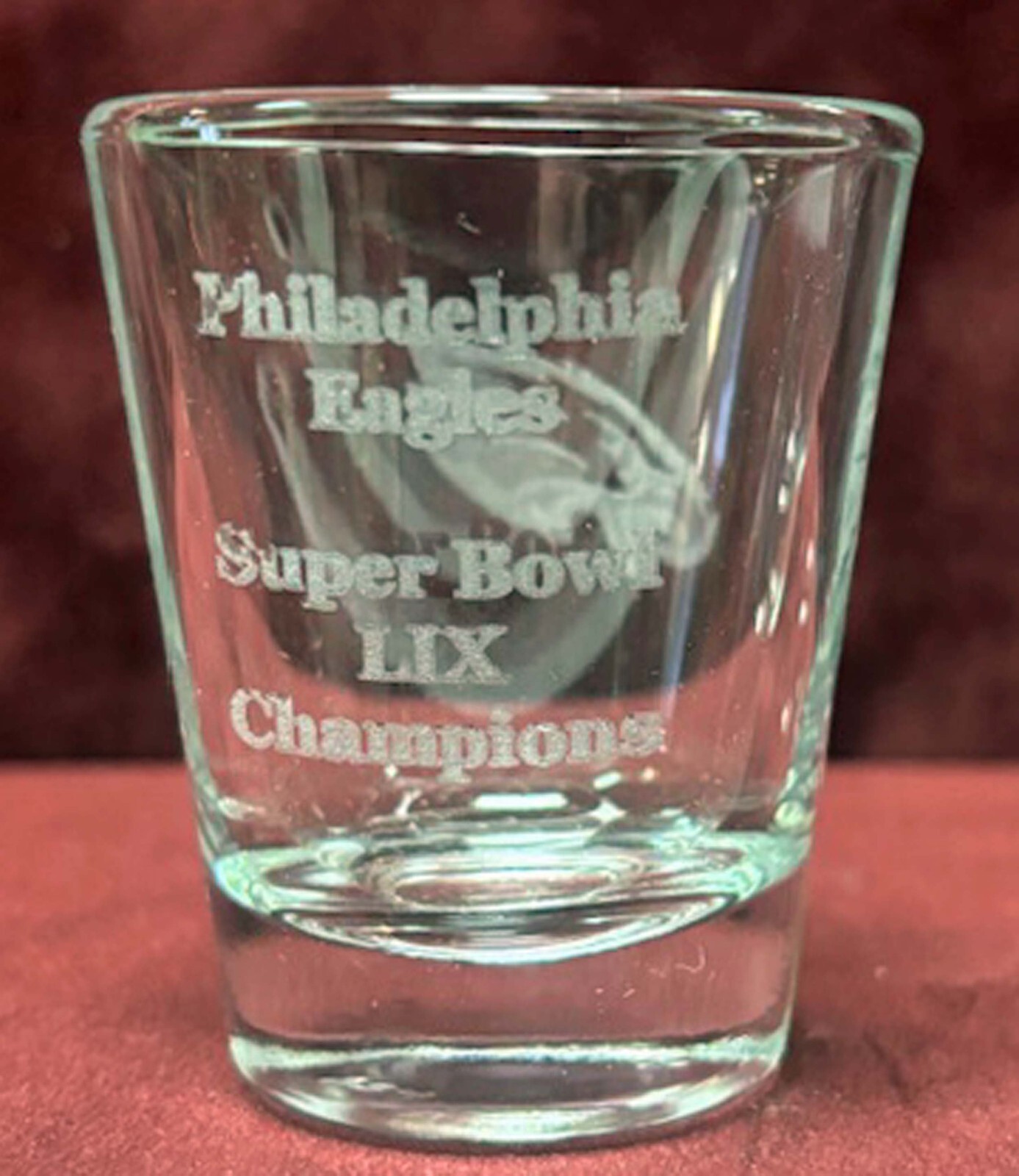 PHILADELPHIA EAGLES SET OF 2 SUPER BOWL LIX & LII CHAMPIONS 2 OZ SHOT GLASSES