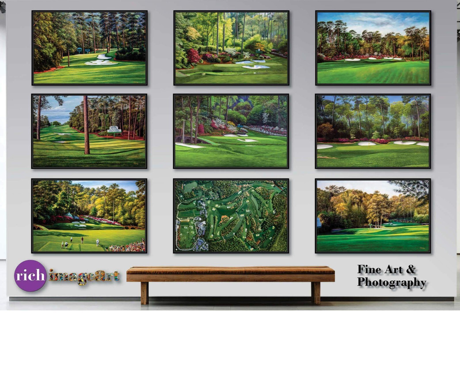 Augusta National Golf Holes 11 12 13 Amen Corner 3 Prints Masters Azalea Pan4