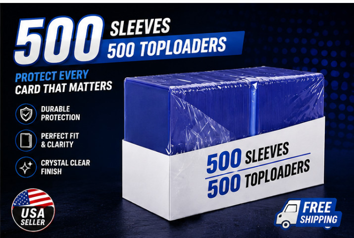 100/200/500/1000/2000CT 3″x4″ toploaders w/ sleeves Fits Pokemon, Magic, Sports