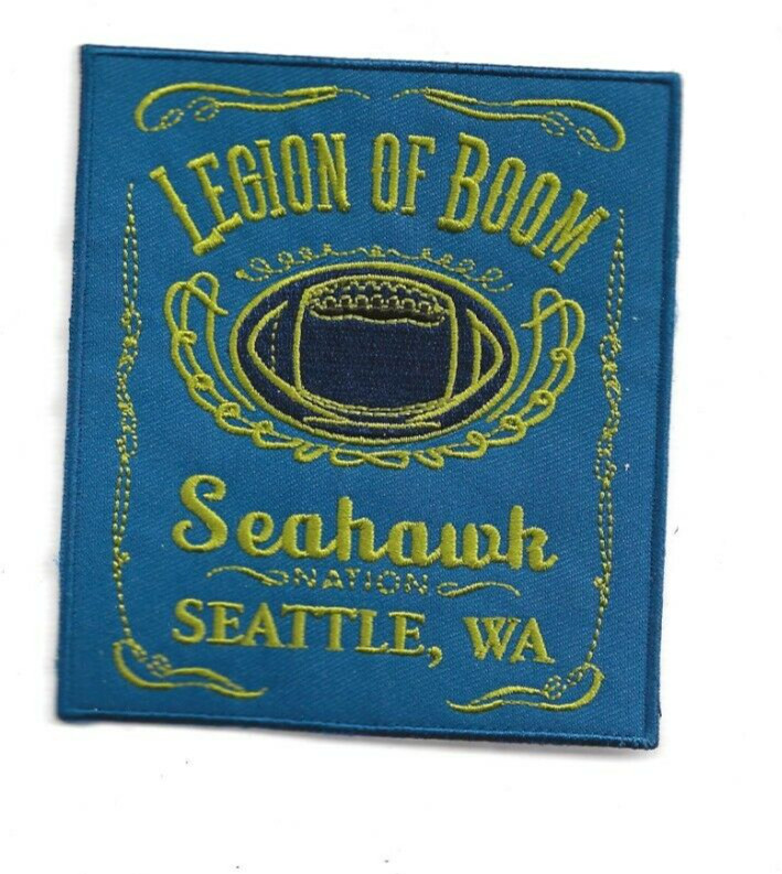 NEW 4 X 4 1/2″ SEATTLE SEAHAWKS LEGION OF BOOM IRON ON PATCH FREE SHIP