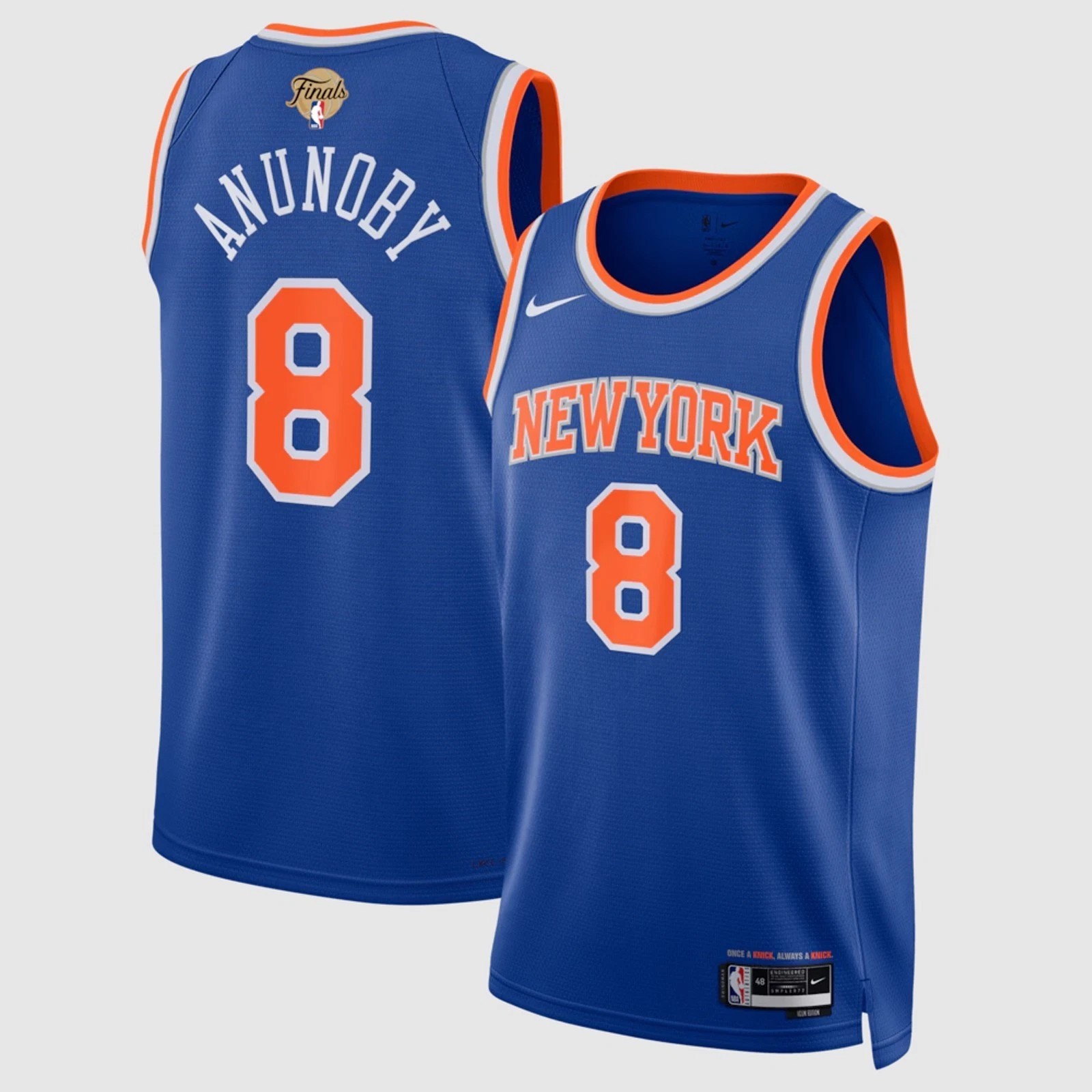Unisex New York Knicks Blue OG Anunoby 2026 Finals Patch Custom Stitched
