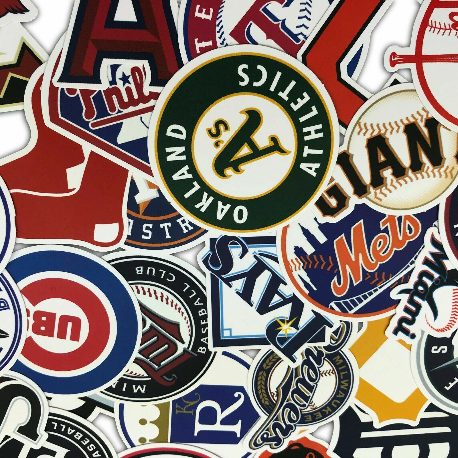 Complete 30 MLB Baseball Teams Logo Decals Stickers for Luggage/Laptop