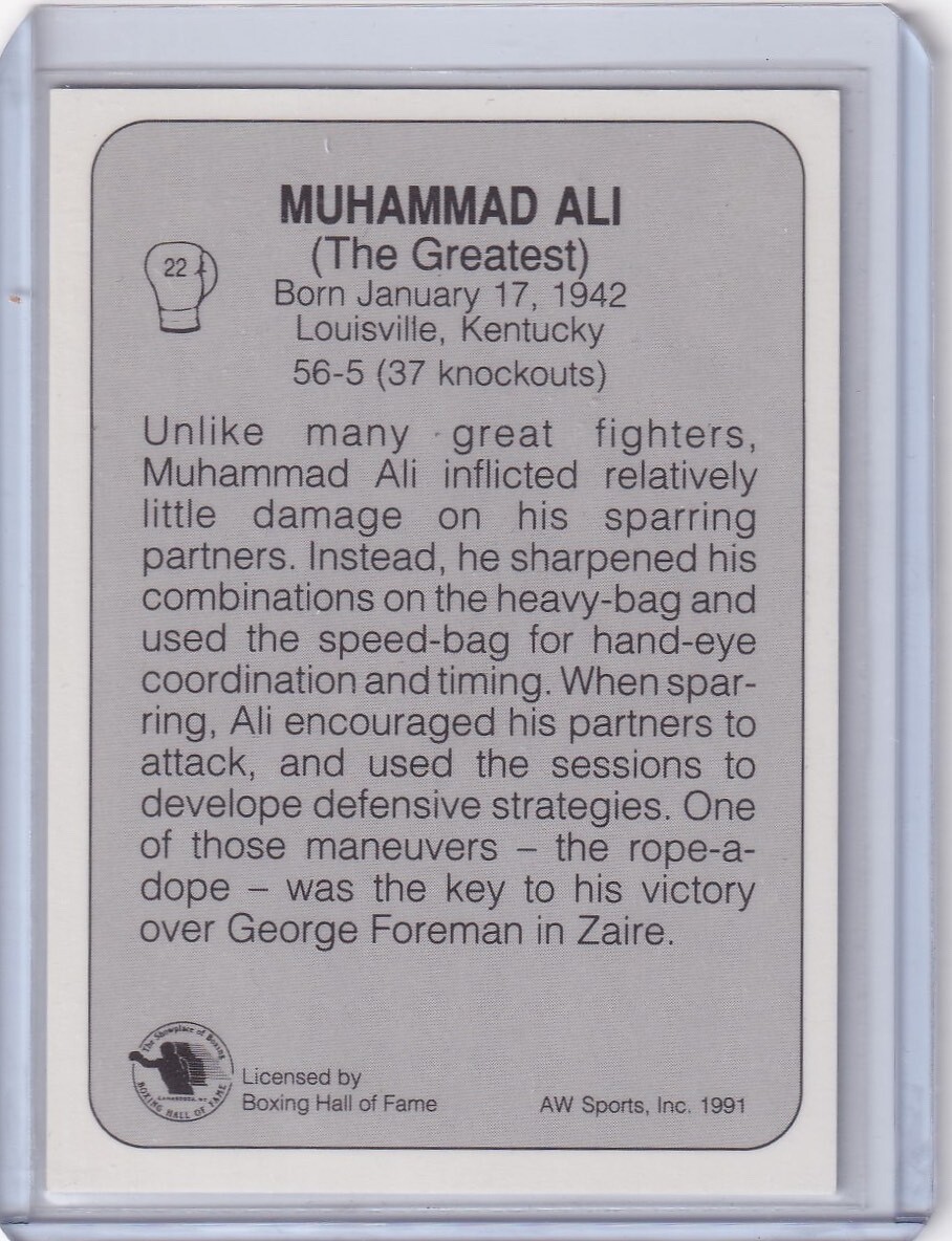 1991 AW Sports Boxing Muhammad Ali #22 Bonus Card #2