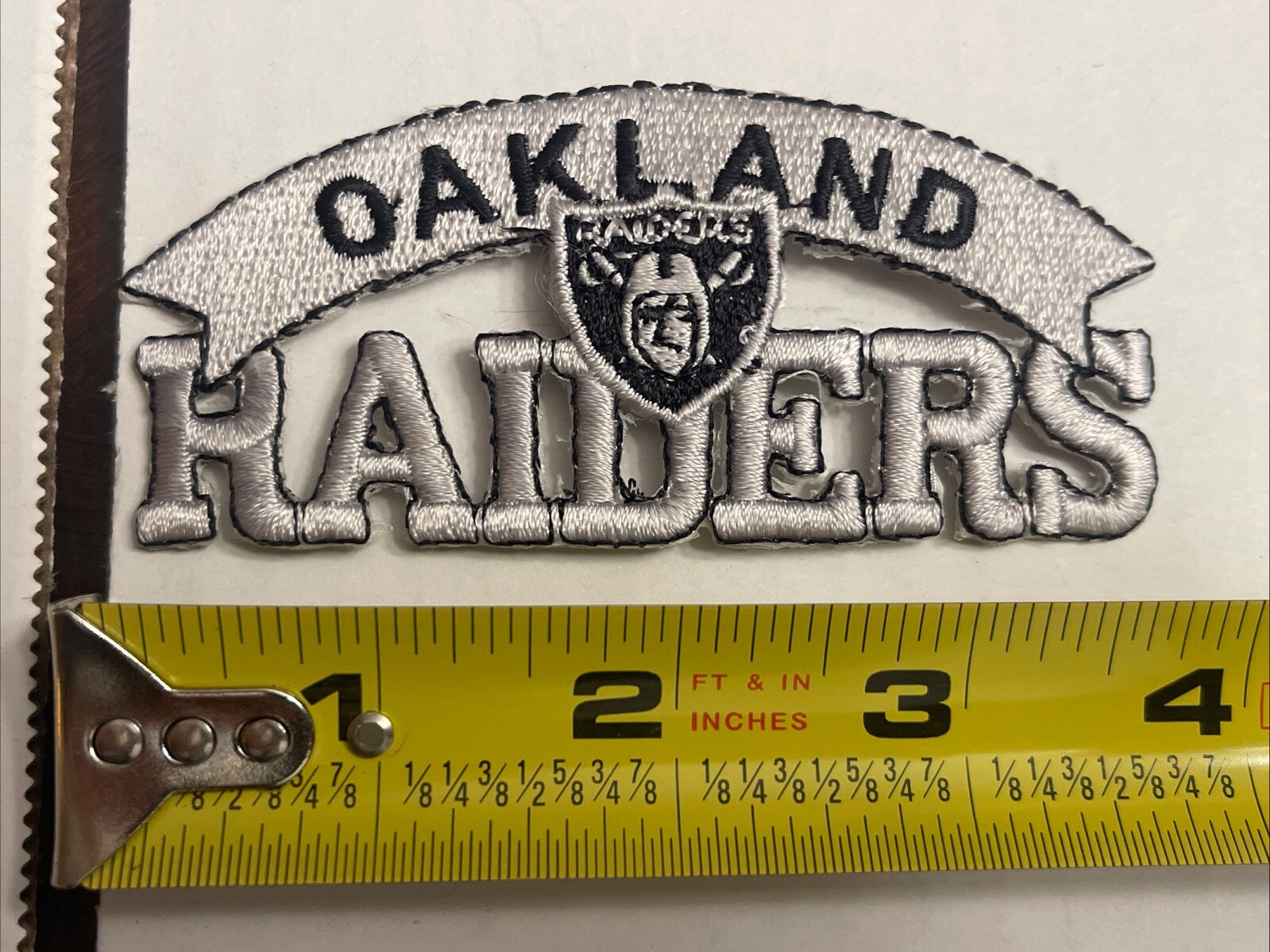 Oakland Raiders Patch 4″ x 1-3/4” Embroidered Iron On – Vintage