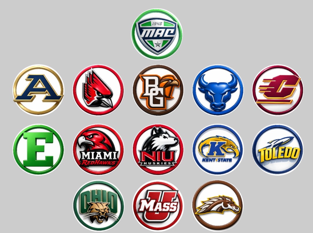 Handcrafted D1 Football Fan Standing 1″ Magnets. All 136 Teams.