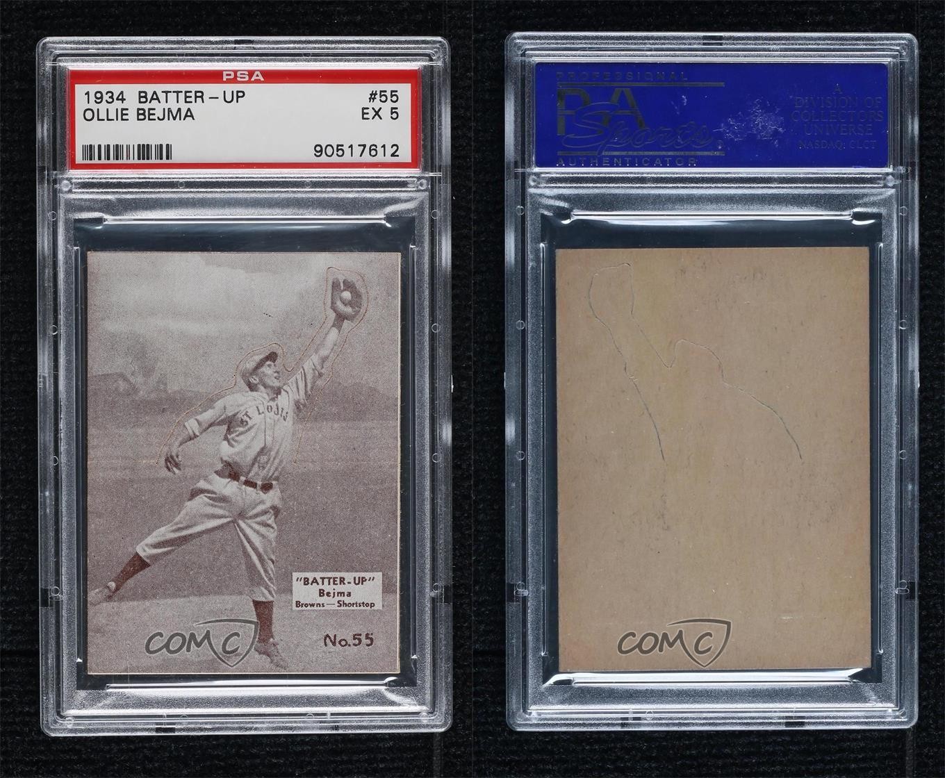 1934-36 National Chicle Batter-Up R318 Ollie Bejma #55 PSA 5 x0o
