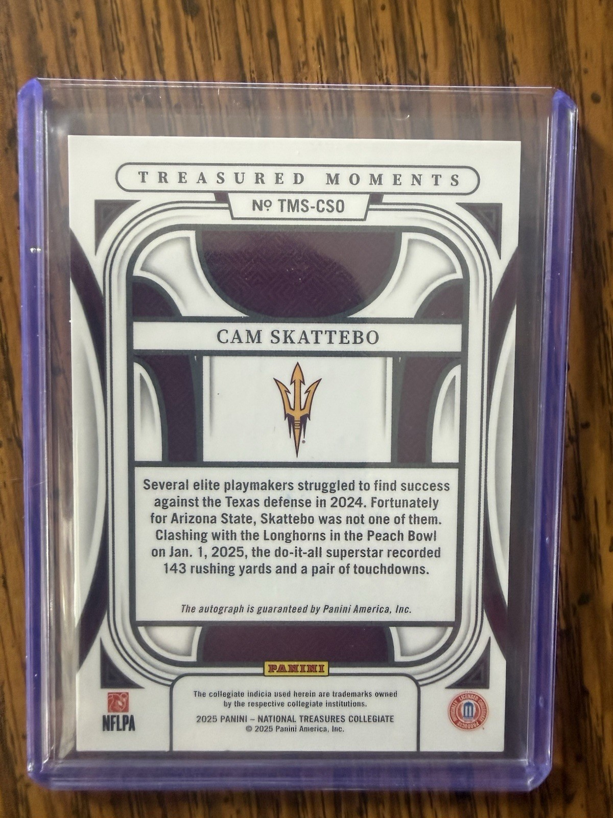 2025 Panini National Treasures Collegiate Cam Skattebo Auto /75 Blue #TMS-CSO