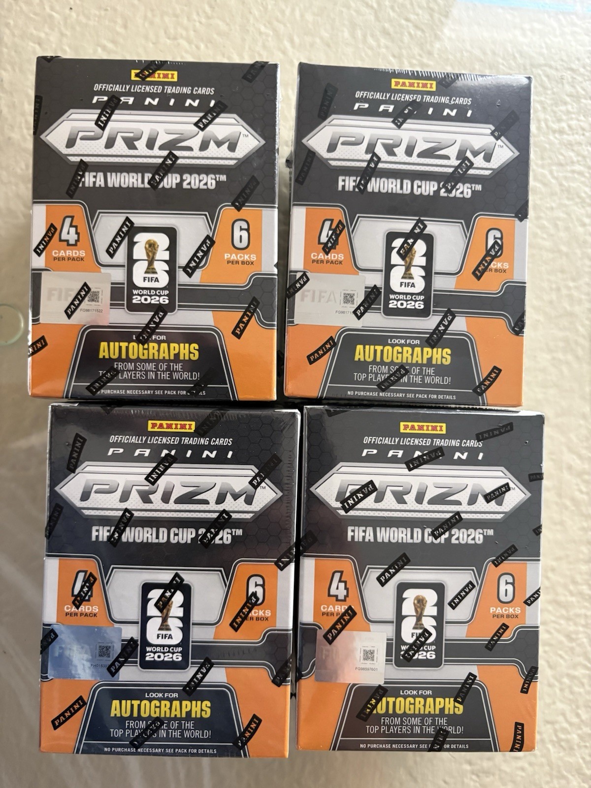 LOT OF FOUR (4) PANINI NEW PRIZM FIFA WORLD CUP 2026 SOCCER CARDS BLASTER BOXES