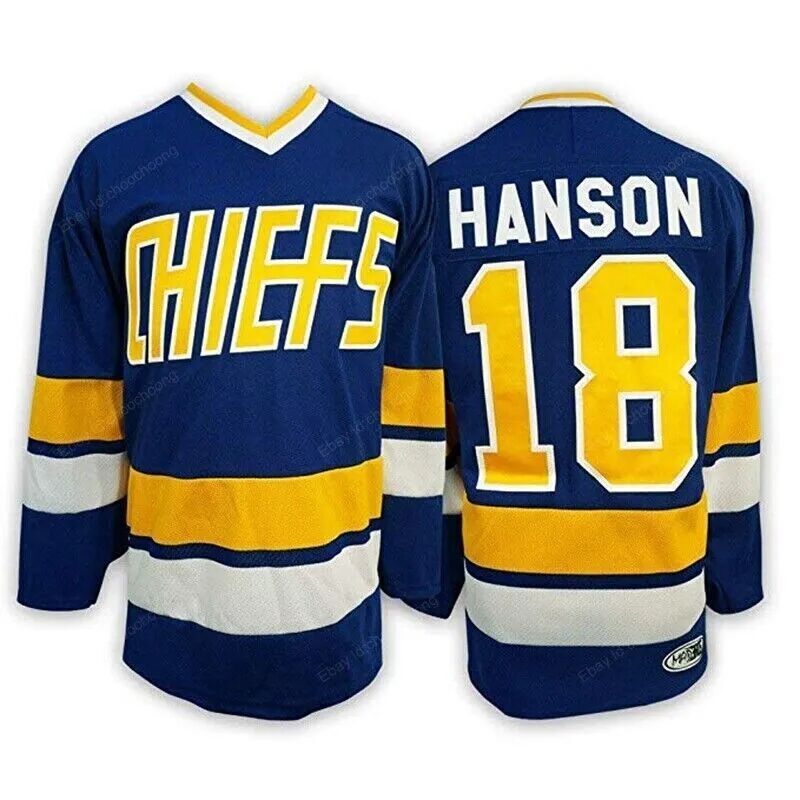 Reggie Hanson Brothers #16 #17 #18 Charlestown Chiefs Hockey Jersey Youth/Men