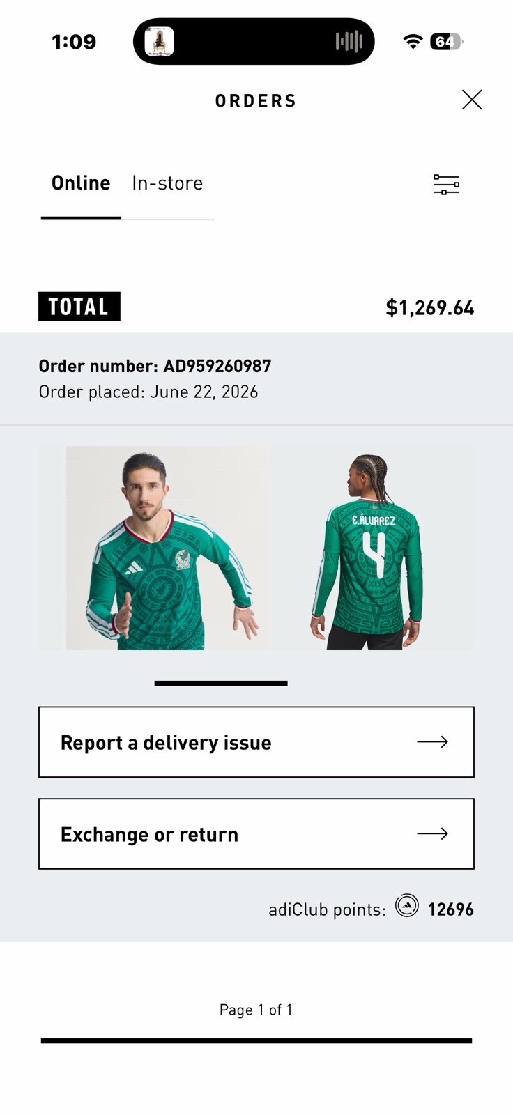 Mexico Adidas Away 2026 World Cup Jersey Size Medium – JZ2769 (Long Sleeve) NWT