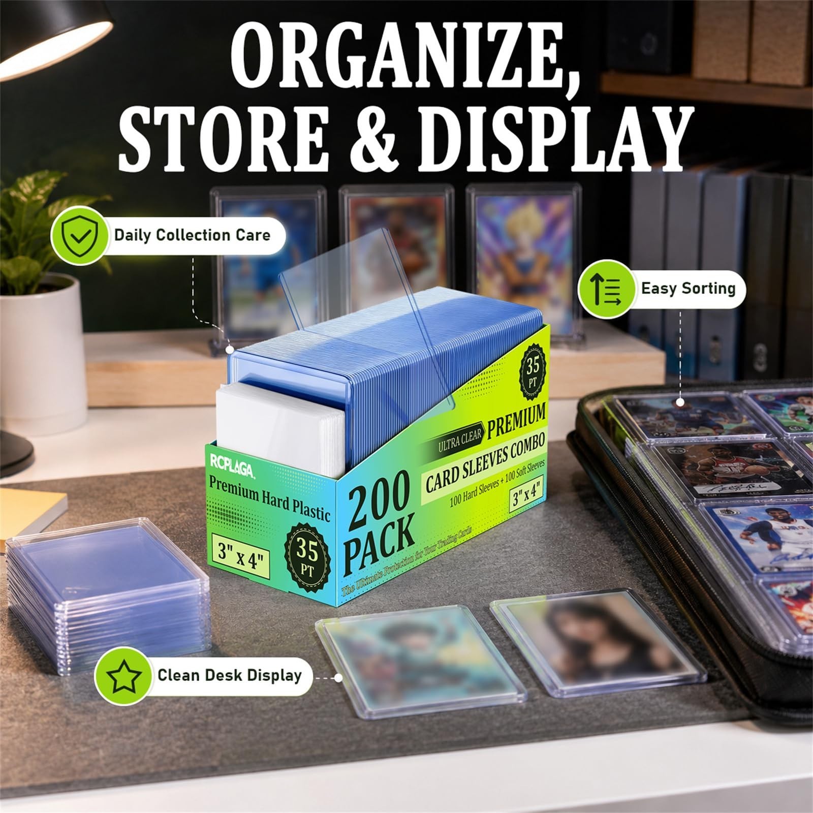 1000 Pack Card Sleeves 3″x4″ Hard Plastic Protectors for Trading Sports Cards