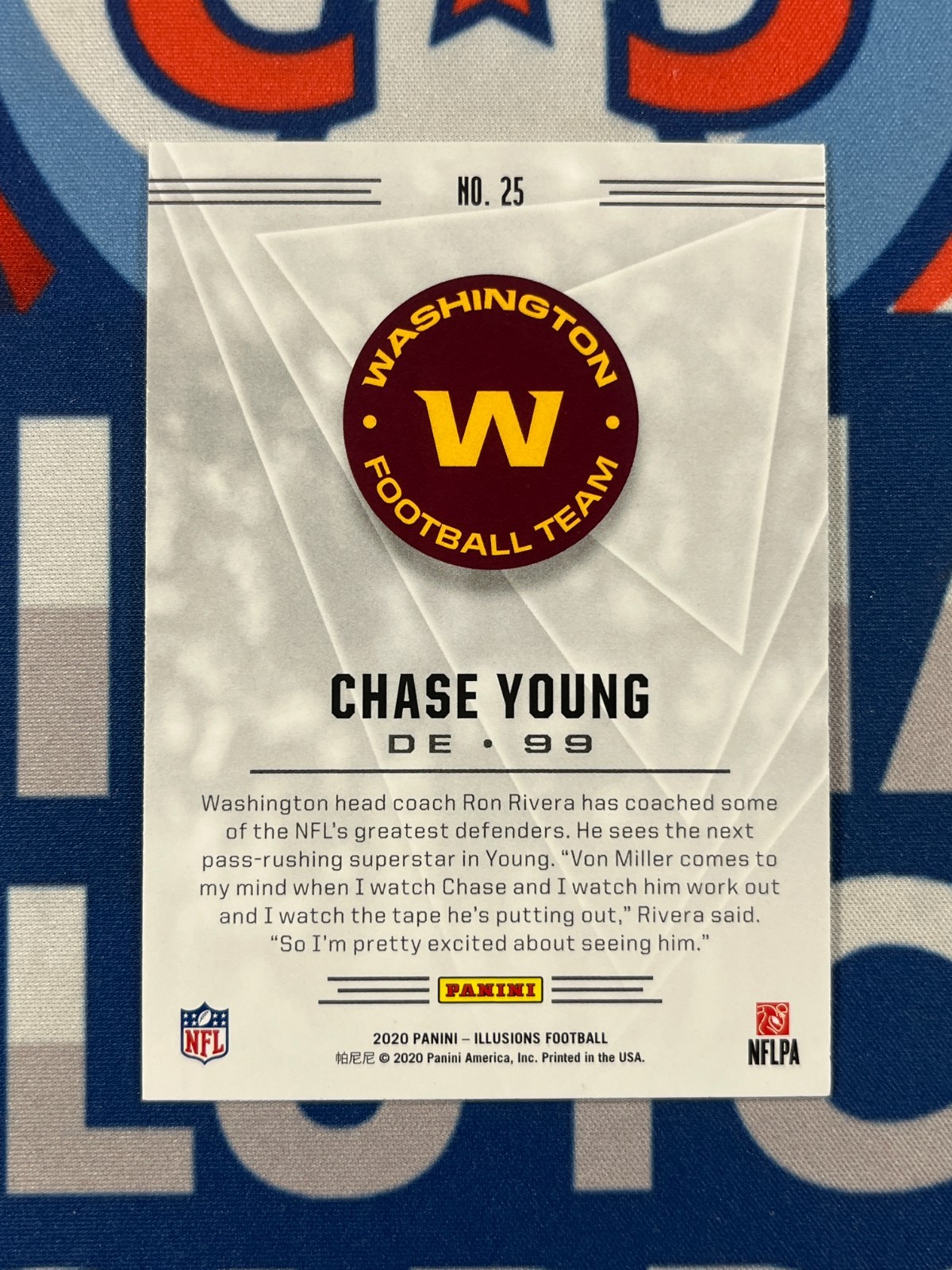 2020 Panini Illusions Chase Young RC #25 Washington Commanders Excellent