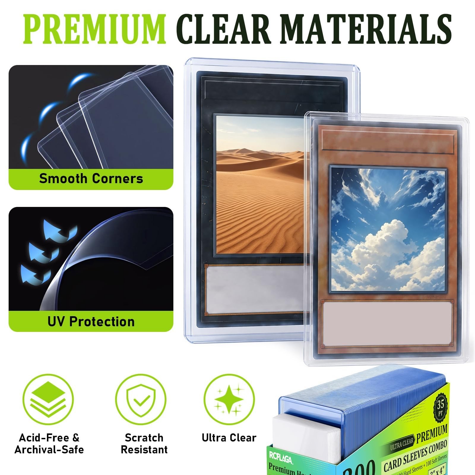 1000 Pack Card Sleeves 3″x4″ Hard Plastic Protectors for Trading Sports Cards