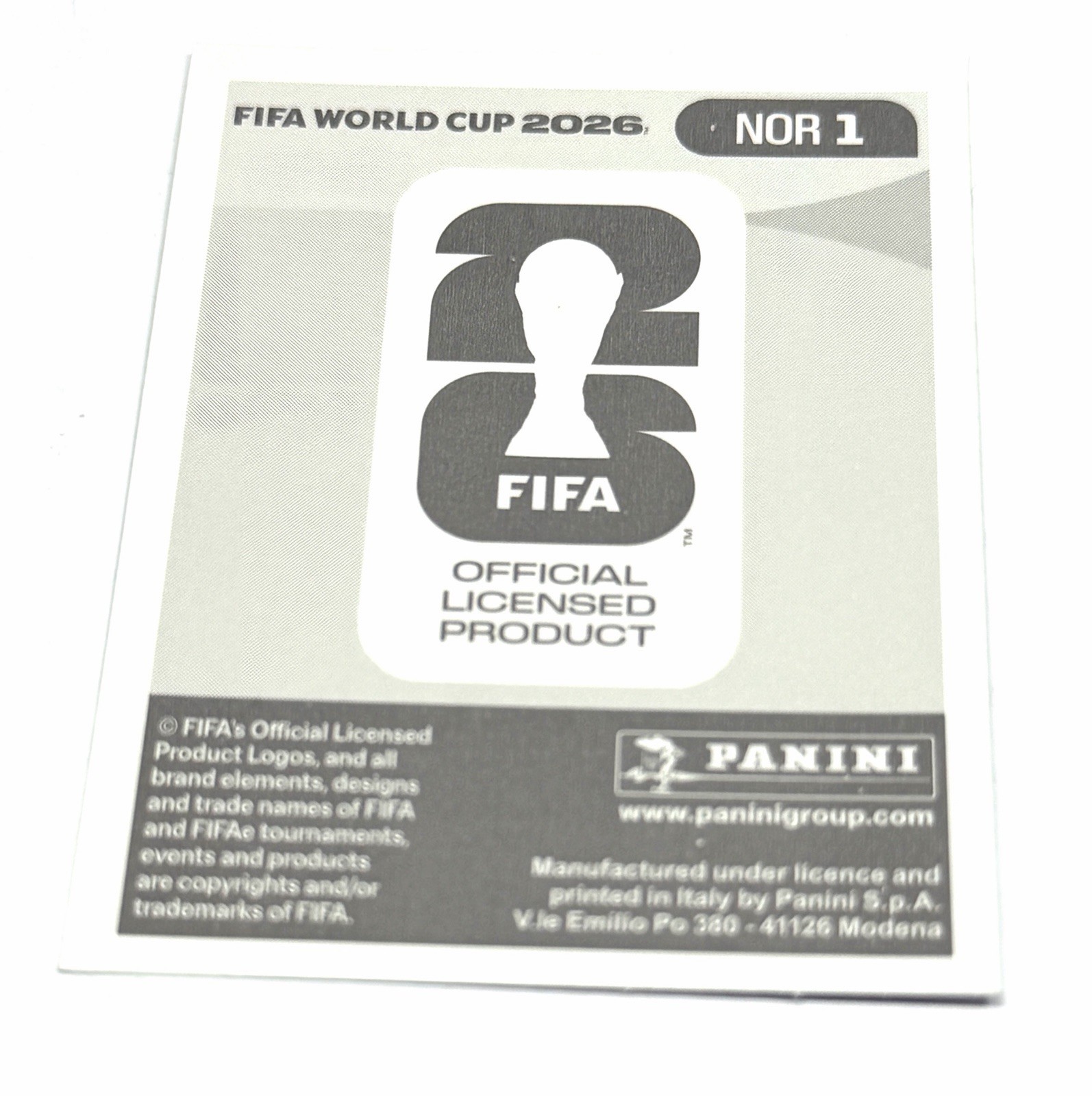Norway Logo Foil Sticker NOR 1 FIFA World Cup 2026 Panini Holographic Rare