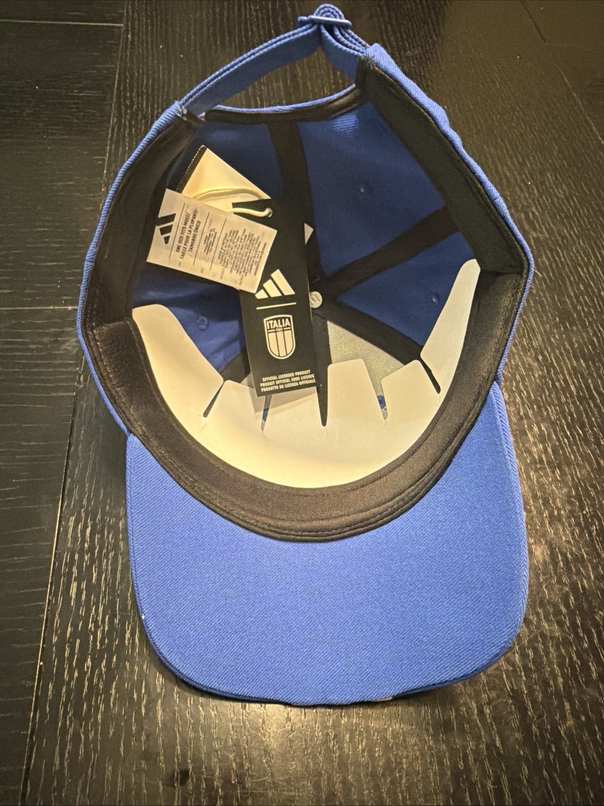 Adidas Italy Soccer Hat FIGC Blue Adjustable Cap Official National Team NWT