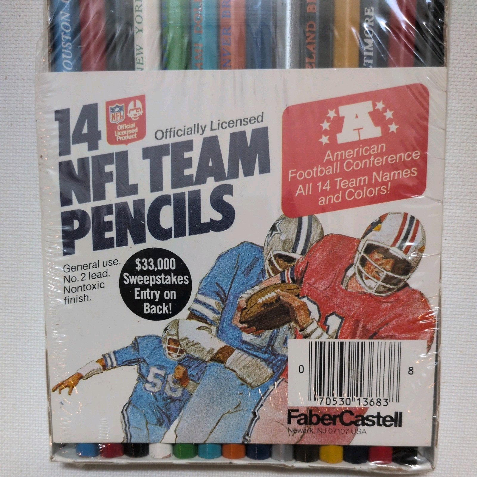 Vintage 70’s NFL Faber Castell Football Pencil Set NFC All 14 Teams 1977, NIP