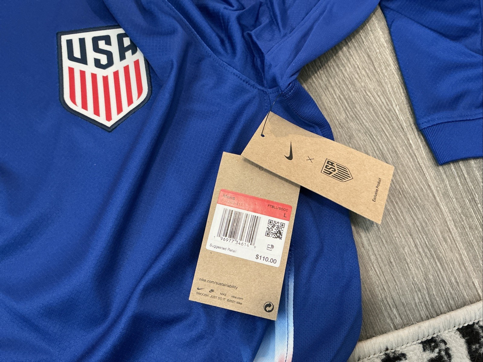 Nike United States USA Long Sleeve Jersey Blue/Red Men’s Size: Large NWT Dri-Fit