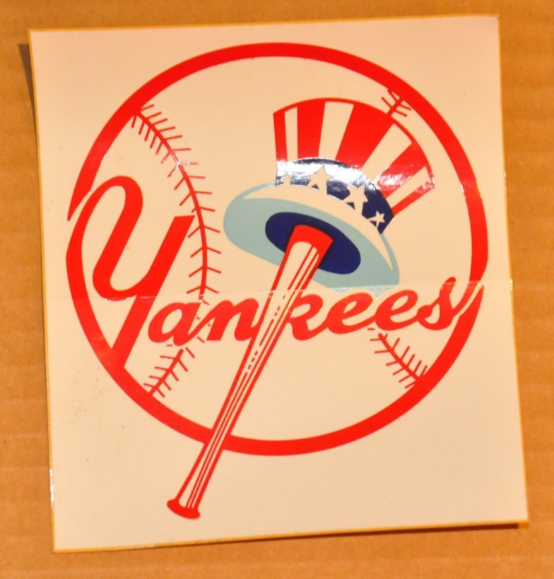 Original New York Yankees LOGO Sticker / Decal Vintage 1970s 3 1/2” x 4”
