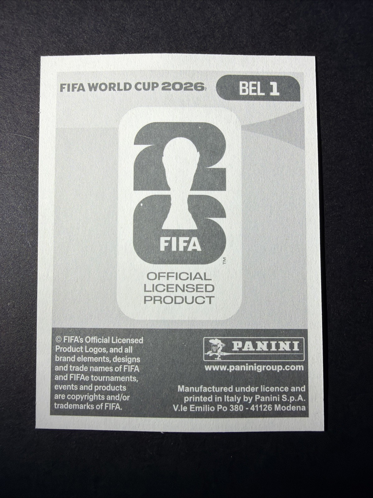 Belgium Team Logo Sticker Panini World Cup 2026 BEL 1