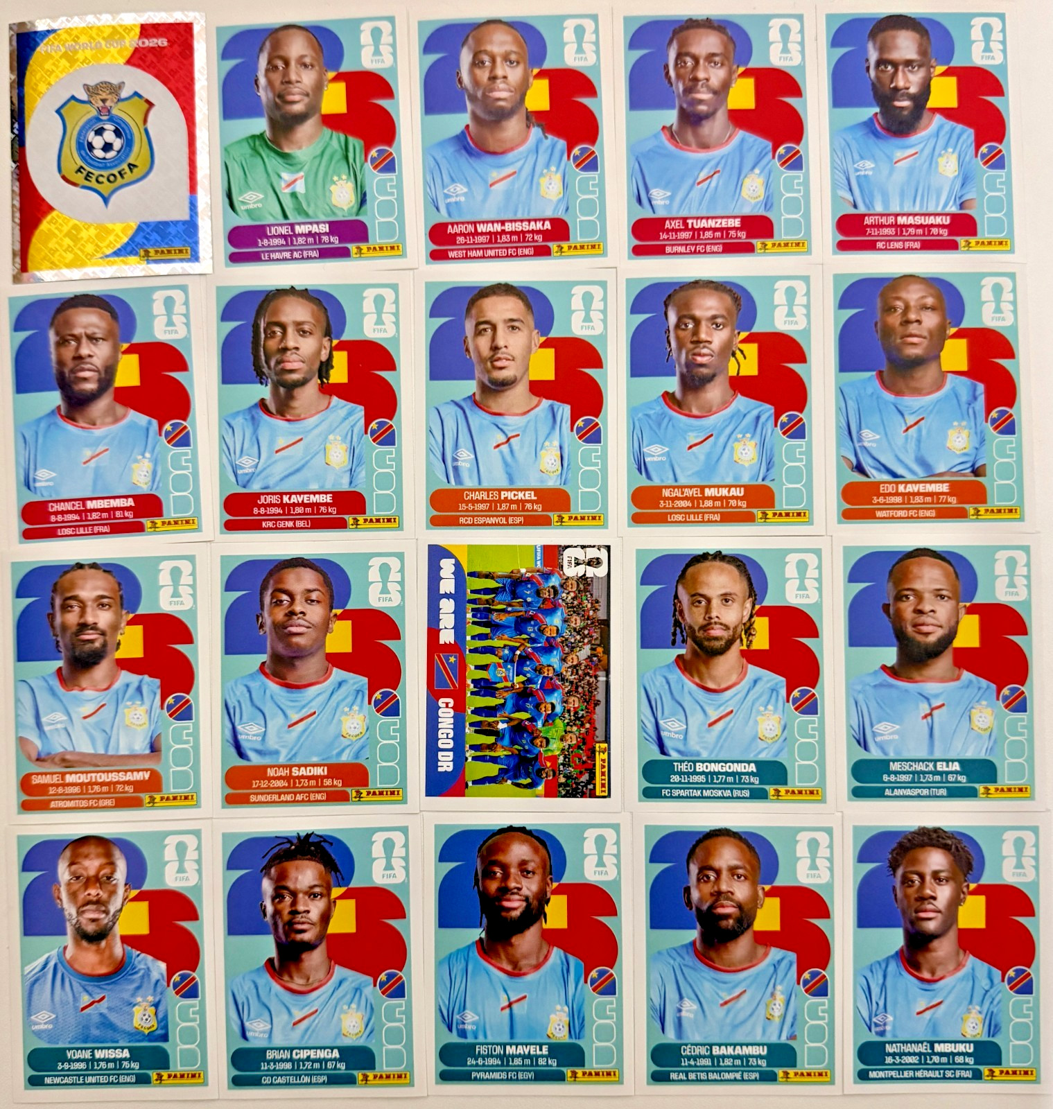 2026 Panini FIFA World Cup DR Congo Stickers Pick Your Number COD2-COD20