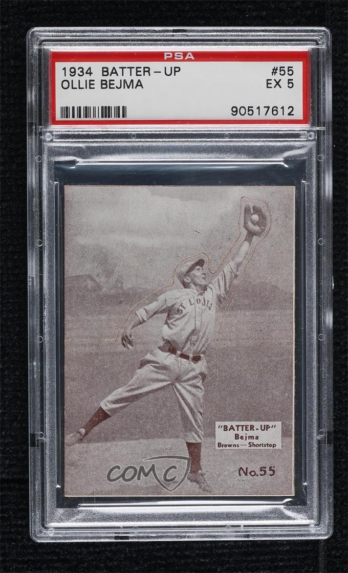 1934-36 National Chicle Batter-Up R318 Ollie Bejma #55 PSA 5 x0o