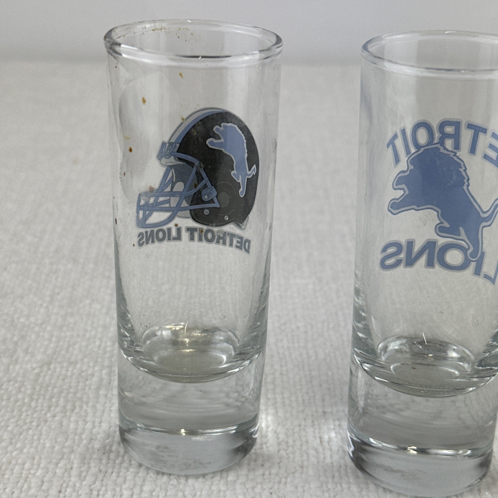 Set Of 2 Detroit Lions Logo Hype 2 Oz Shot Glasses NFL Fan Bar Party Gift