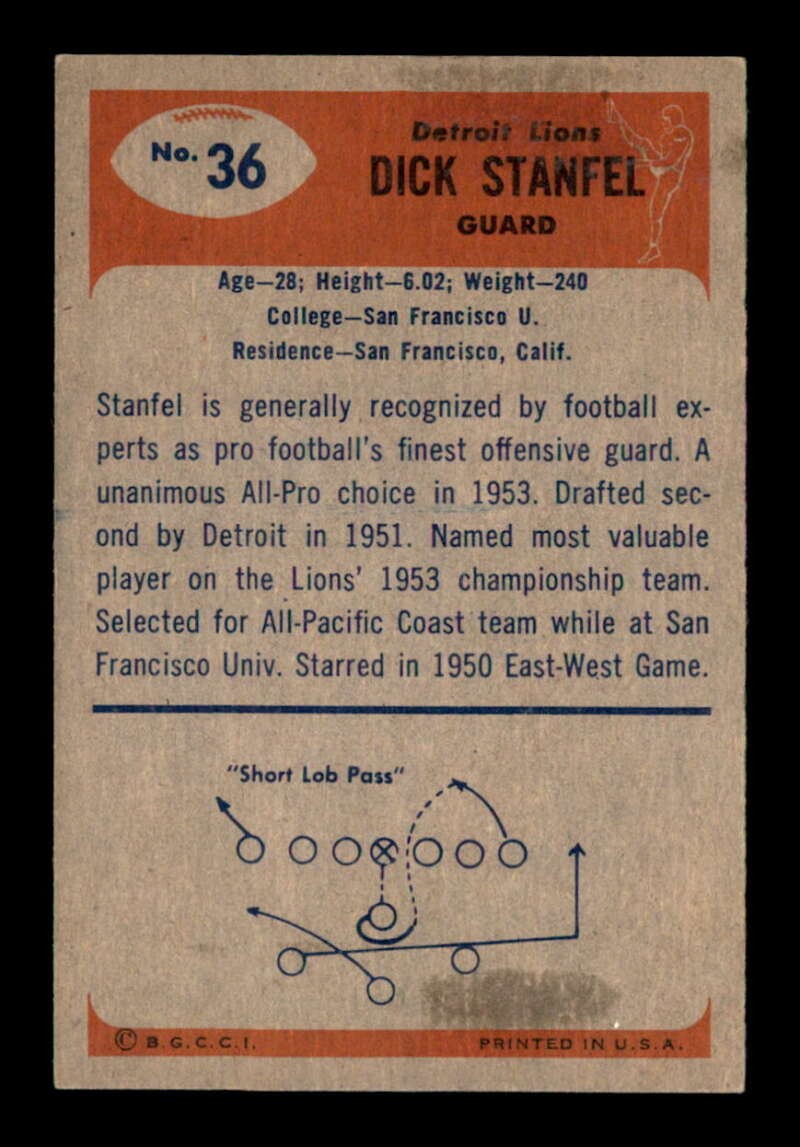 1955 Bowman #36 Dick Stanfel RC EXMT X3325603