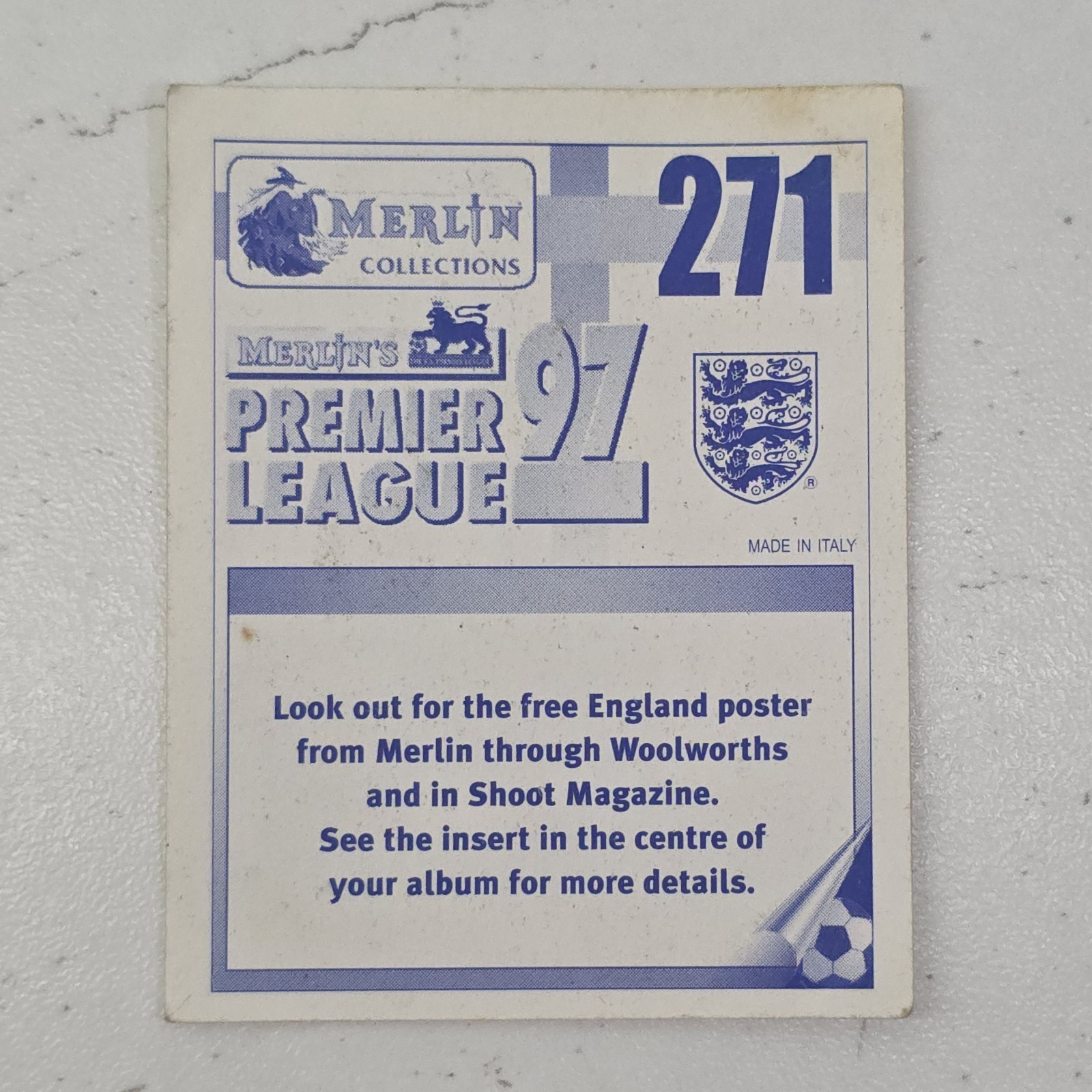 5 Merlin Premier League 97 Football Stickers Loose Non-Stuck Aston Villa Bundle